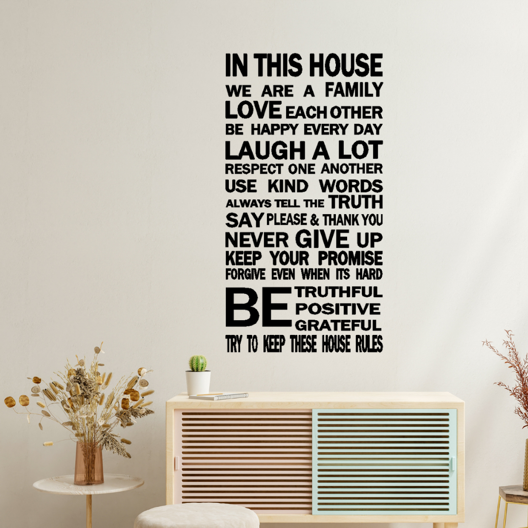 House Rules In this house Wall Decal
