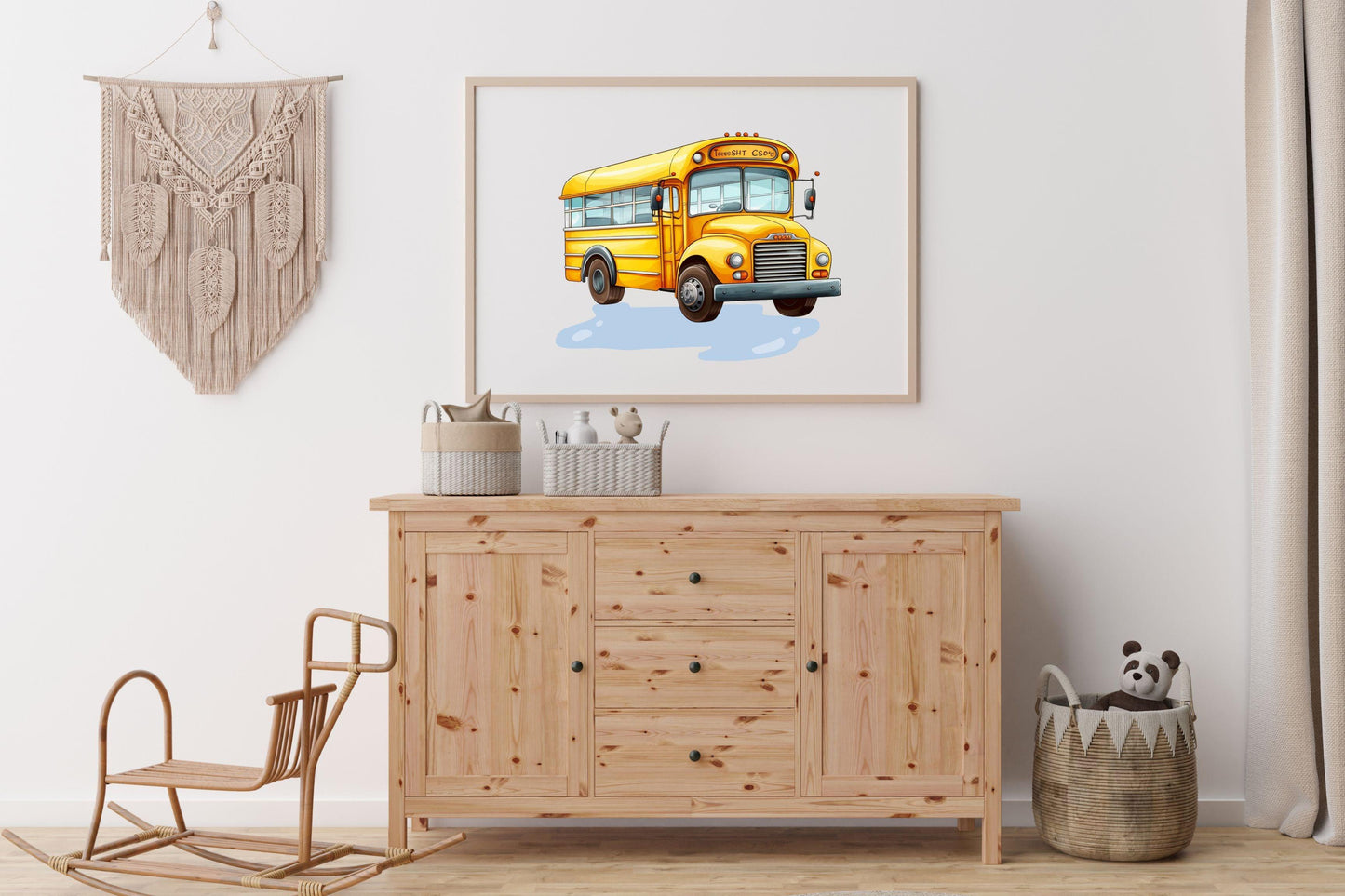 Yellow Bus Digital Print - Two Little Giggles