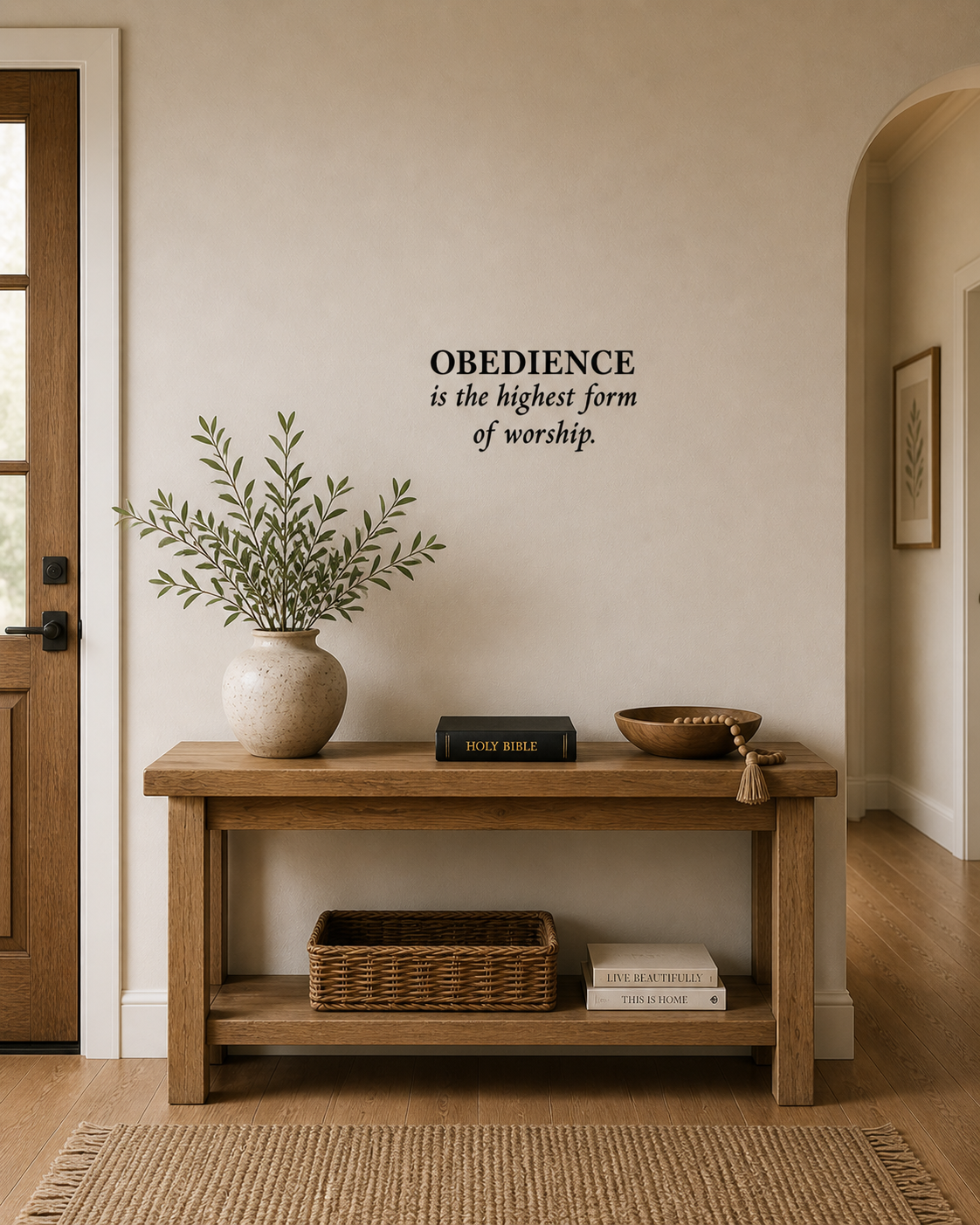 Obedience is the highest form of worship wall decal – removable vinyl faith wall art. Perfect for entryways, hallways & modern home décor.
