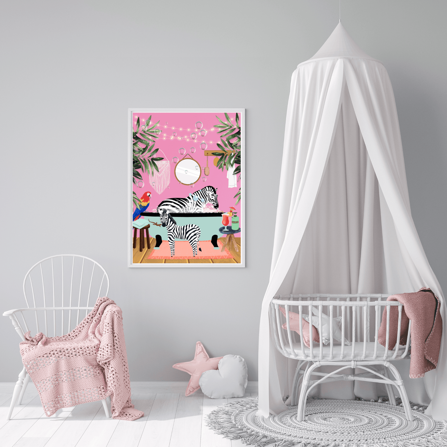 Zebra Bath Parrot Gecko Time Digital Print - Two Little Giggles