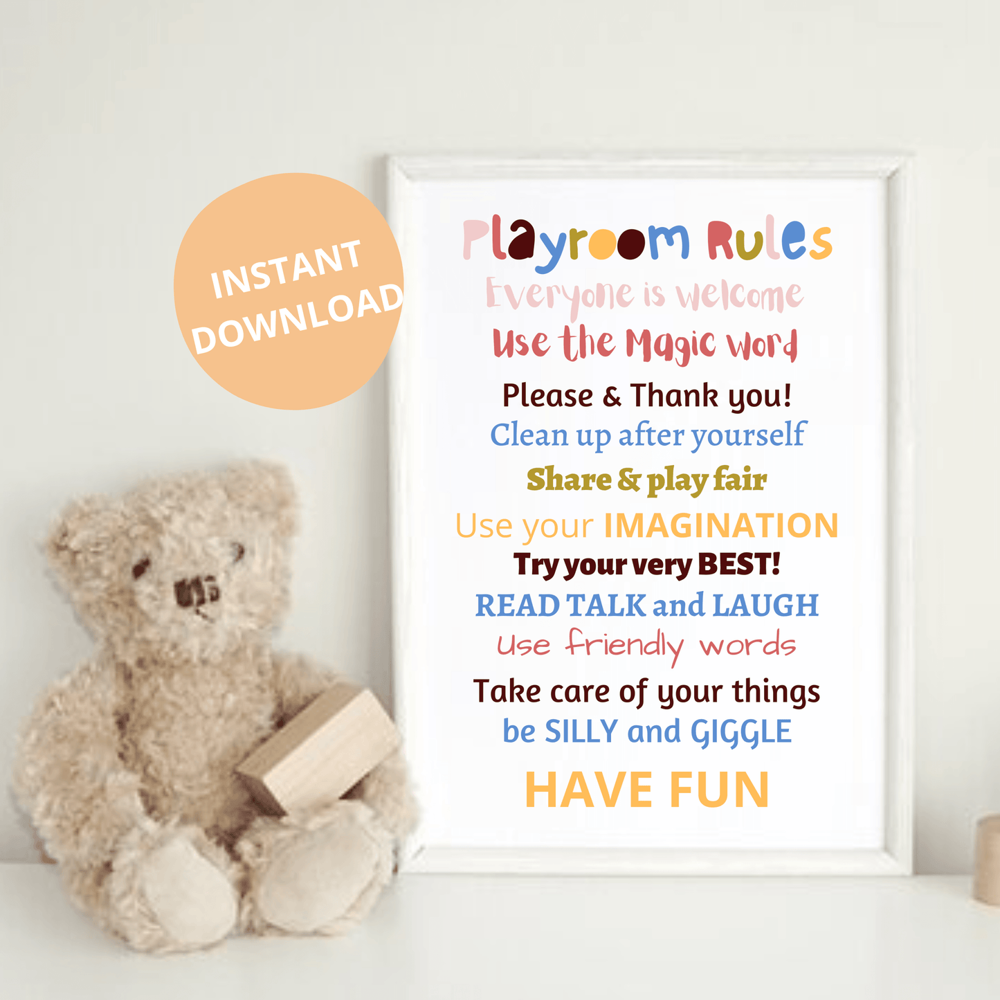 Playroom Rules Digital Download Print - Two Little Giggles