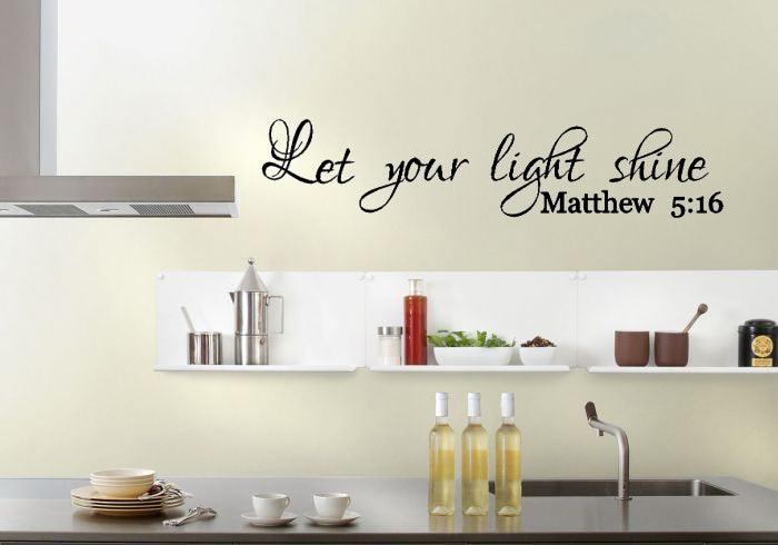 Let your light shine Wall Decal Sticker Quote - Two Little Giggles