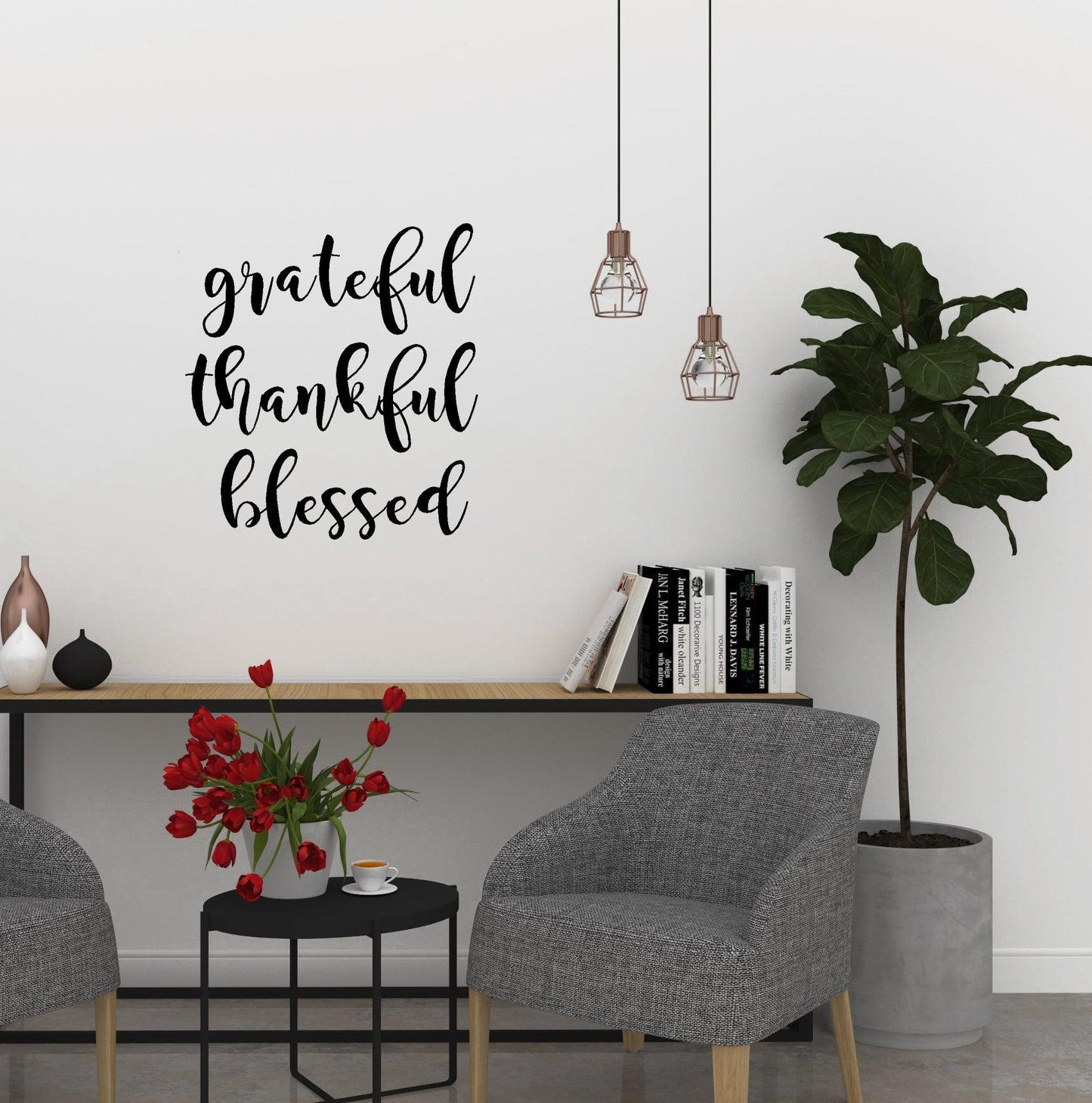 grateful thankful blessed quote decal - Two Little Giggles