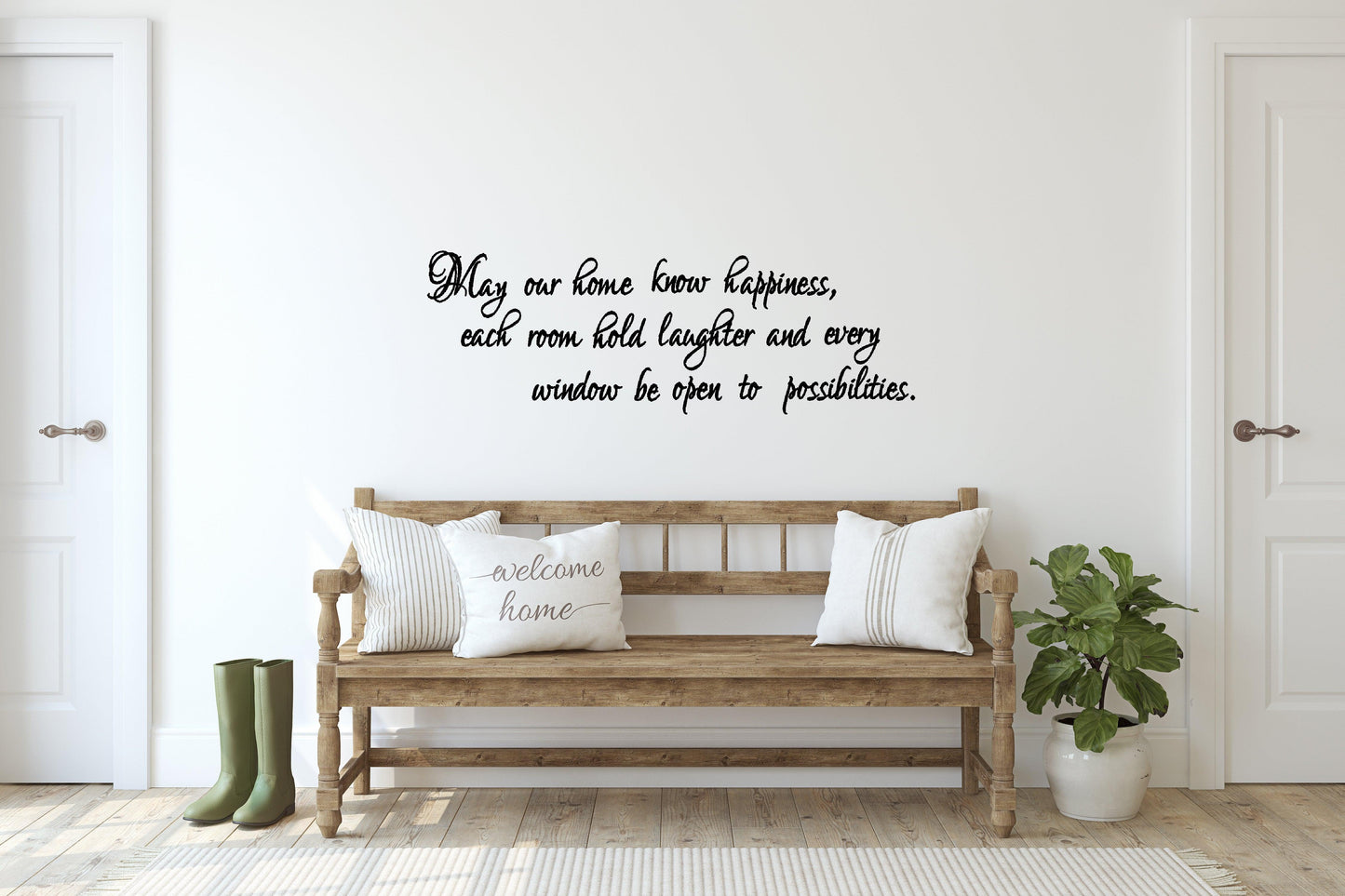 May our home know happiness Wall Decal Sticker Quote - Two Little Giggles