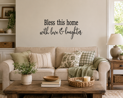 Bless This Home wall decal, removable wall decal, farmhouse wall decal, country home décor, vinyl wall quote, hallway wall decal, living room wall sticker, inspirational wall decal, removable vinyl quote, home blessing decal