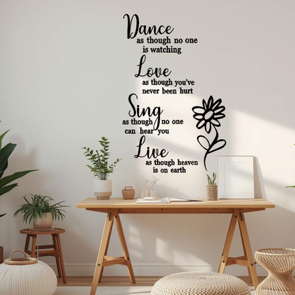 Dance Like No One Is Watching inspirational wall decal in modern neutral home interior