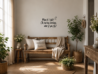 what if i fall wall decal, inspirational quote wall decal, removable vinyl wall quote, butterfly wall sticker, motivational wall art, farmhouse wall decor, hallway wall decal, bedroom quote wall sticker, inspirational home decor