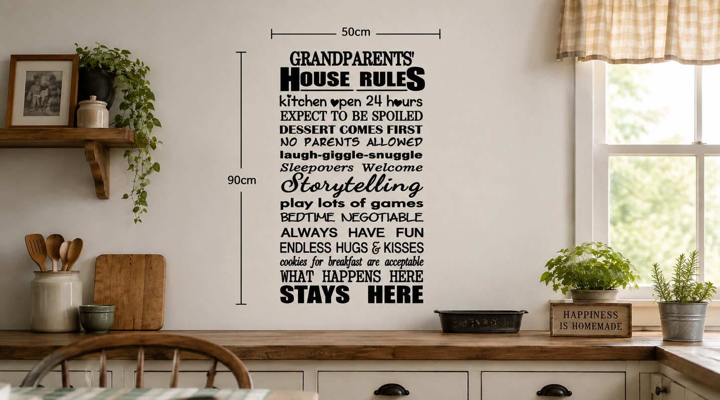 Grandparents House Rules Wall Decal