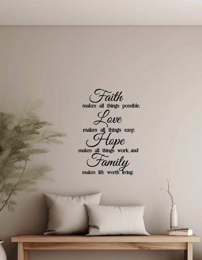 Faith Love Hope Family Wall Decal - Two Little Giggles