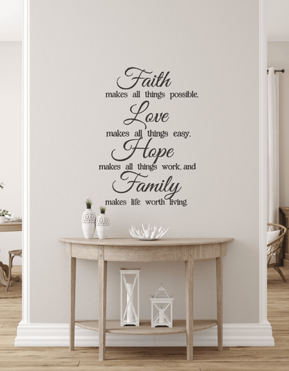 Faith Love Hope Family Wall Decal - Two Little Giggles