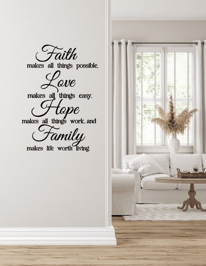 Faith Love Hope Family Wall Decal - Two Little Giggles