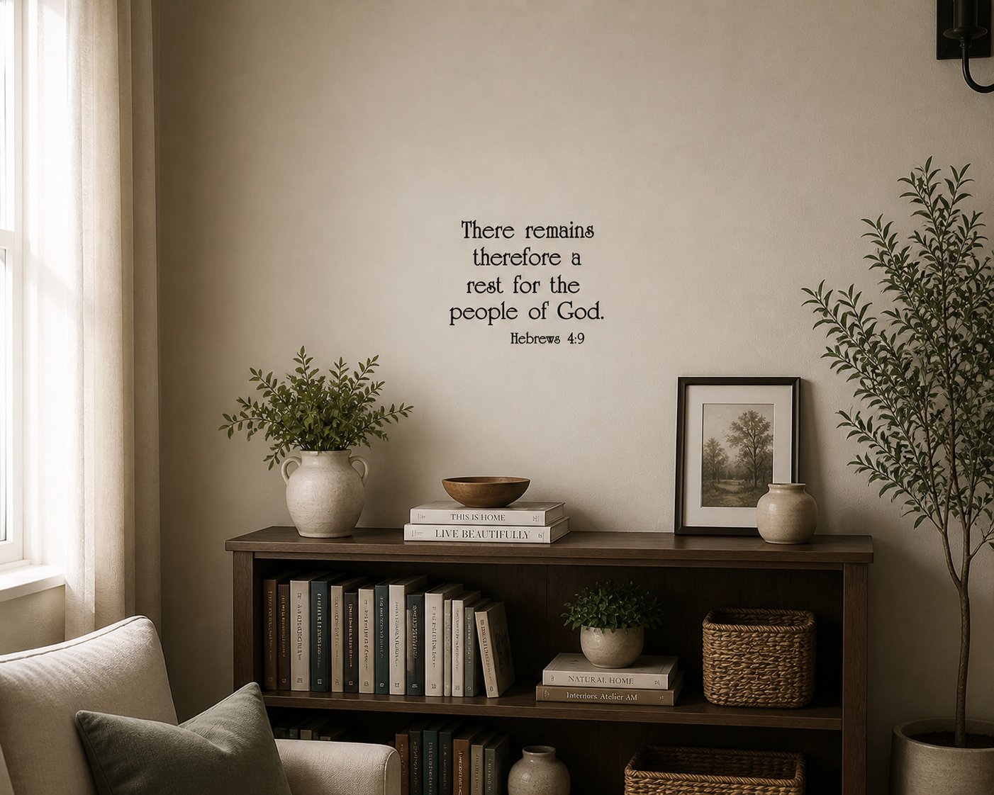 Hebrews 4 9 wall decal there remains a rest for the people of God Christian vinyl wall art in bedroom
