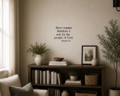 Hebrews 4 9 wall decal there remains a rest for the people of God Christian vinyl wall art in bedroom