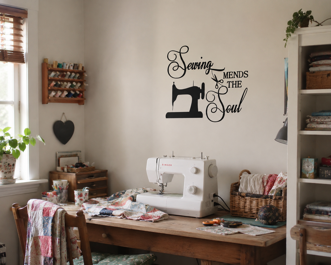 Sewing mends the soul Wall Decal