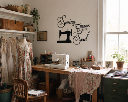 Sewing mends the soul Wall Decal