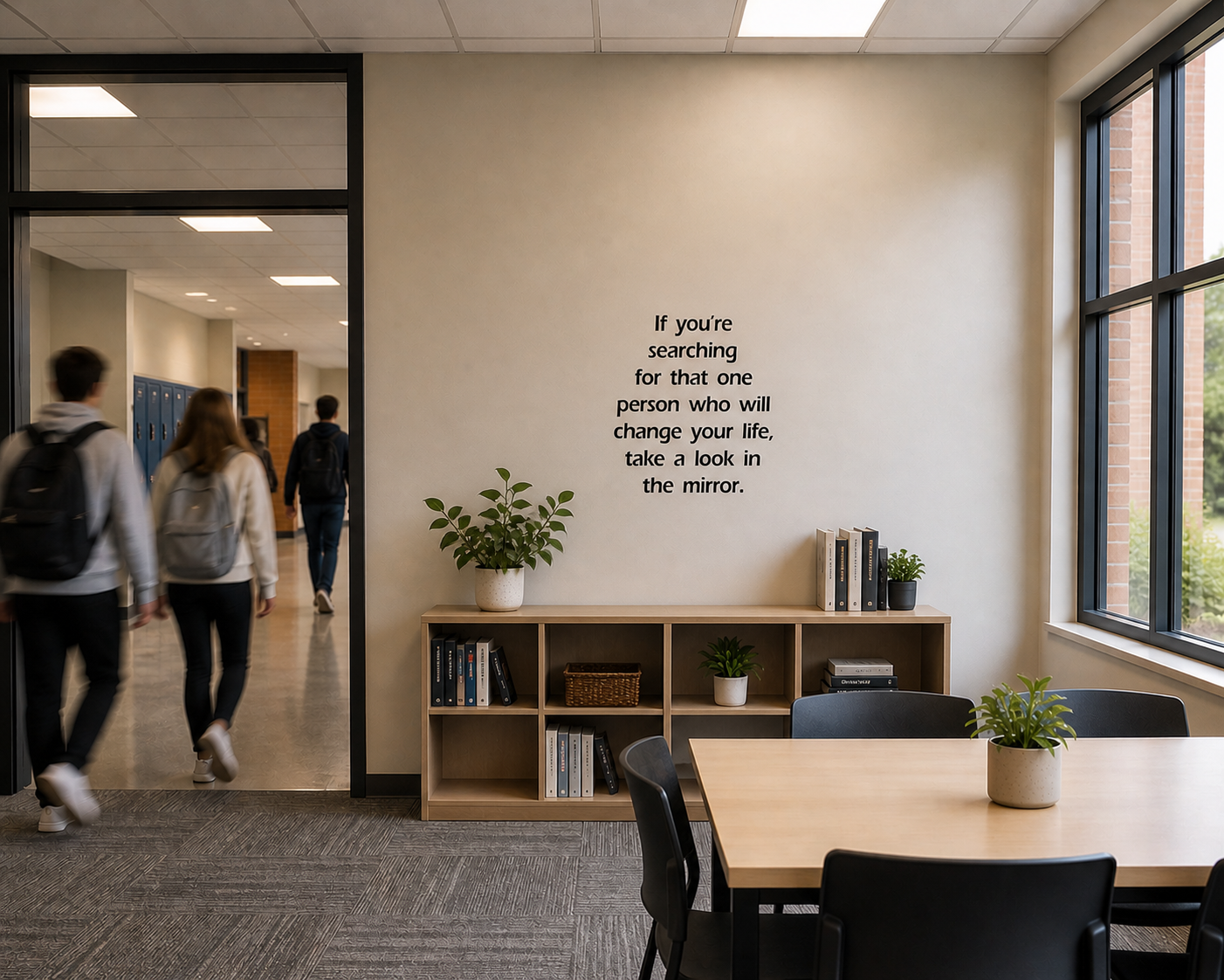 motivational wall decal take a look in the mirror quote in school study hall wall vinyl decal 60x60cm