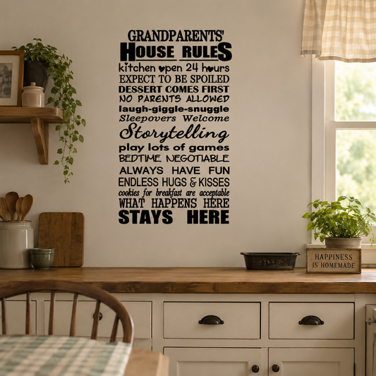 Grandparents House Rules Wall Decal