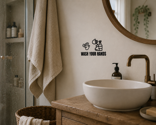 wash your hands wall decal, bathroom wall decal, bathroom wall sticker, removable wall decal, bathroom quote decal, sink wall decal, bathroom decor australia, modern bathroom wall art, bathroom vinyl decal