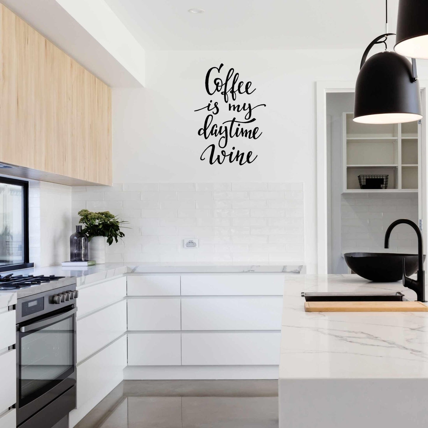 Wall Quote Decal - Coffee is my daytime wine - Two Little Giggles