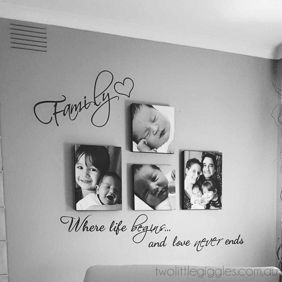 Family Where life begins and love never ends removable wall decal - Two Little Giggles