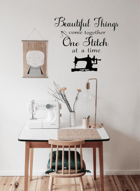 One stitch at a time Wall Decal Quote - Two Little Giggles