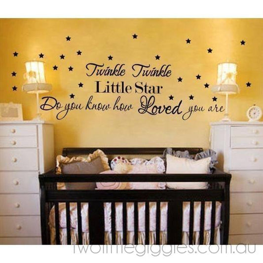 Twinkle Twinkle little star black removable wall decal sticker
 - Two Little Giggles