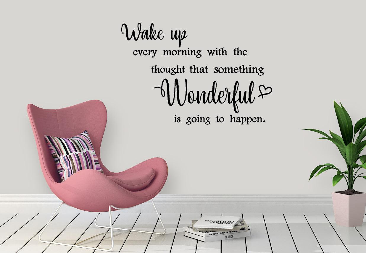 Wake up wonderful wall quote sticker - Two Little Giggles