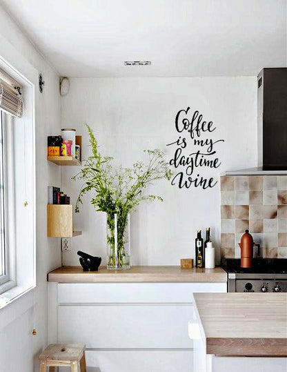 Wall Quote Decal - Coffee is my daytime wine - Two Little Giggles